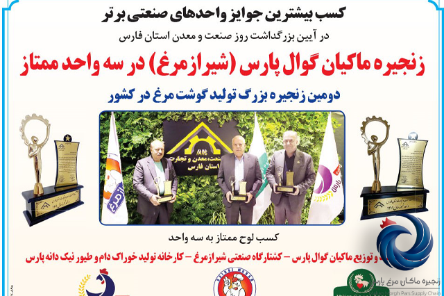 کسب بیشترین جوایز واحدهای صنعتی برتر 